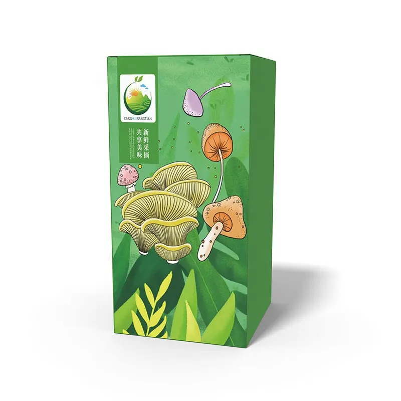 Kit di coltivazione di semi di funghi scatole di carta scatola di imballaggio per funghi freschi con manico