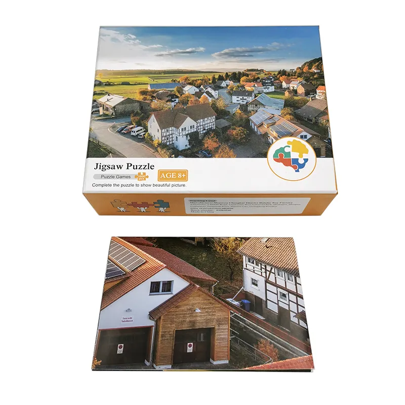 Wholesale custom 10 100 150 500 1000 pieces jigsaw puzzle for adults printing grey board paper puzzle photo poster and box set