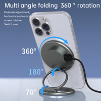 Logo personnalisé, design pliable double face 	 Support de téléphone portable magnétique flexible rotatif à 360 degrés en alliage d'aluminium portable