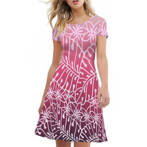Robes décontractées à manches courtes <span class=keywords><strong>pour</strong></span> femmes polynésiennes Dropshipping Tribal Clothing Print Custom Slim Retro Dress Ladies Samoan Tahitian - Product Image 2