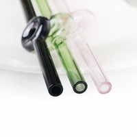 Paille en verre créative résistante à la chaleur, paille artistique en verre borosilicate coloré, paille droite ou courbée pour jus et lait