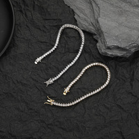 Venta Directa de Fábrica: Pulsera de Tenis de Moda con Cadena de Latón de 3mm y 3 Garras, Microincrustaciones de Zirconia, Estilo Hip-hop y Rap