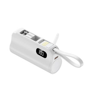 Mini batterie externe 3-en-1 de 5000 mAh avec câble de charge Type-C intégré, affichage LED de la batterie et support intégré pour iPhone - Product Image 1