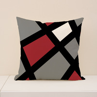 Housse de coussin géométrique moderne YINUAN, motif lignes rouges, noires et grises, housse de coussin décorative pour canapé