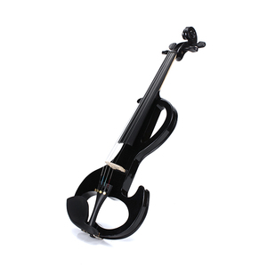 Violon électrique <span class=keywords><strong>noir</strong></span> massif à prix de gros avec accessoires en ébène, étui, archet et cordes - Product Image 4