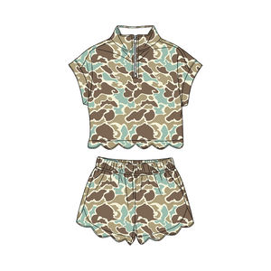 GSSO3567 Conjunto Infantil Personalizado de Manga Corta con Estampado de Camuflaje de Caza de Ciervos para Niñas Activas, Venta al Por Mayor - Product Image 3