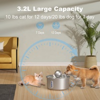 Fontaine à eau automatique pour chat 3,2 L, USB DC 5V, distributeur d'eau pour animaux de compagnie en acier inoxydable avec pompe silencieuse