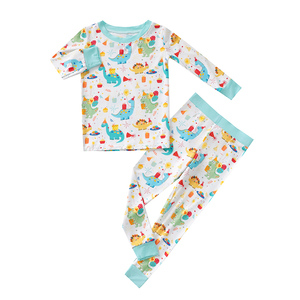 Tutina per Neonati in Viscosa di Bambù Personalizzata, <span class=keywords><strong>Pigiama</strong></span> con Stampa di <span class=keywords><strong>Dinosauri</strong></span> e Camion, Set con Cerniera per Bambini e Bambine - Product Image 3