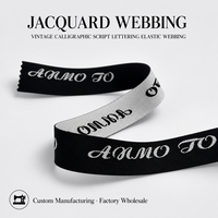 Bande de jacquard élastique en nylon avec logo personnalisé, motif calligraphique vintage, pour ceintures de lingerie, OEM ODM, vente en gros