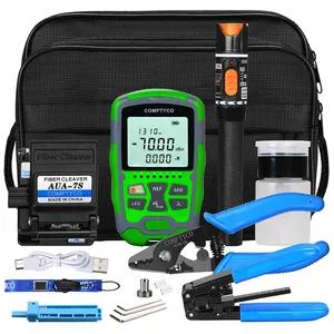 19pcs/set FTTH Fiber Optic Tool Kit with -70~+10dBm Optical Power Meter 10MW Visual Fault Locator