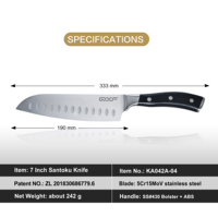 Hete Verkoop 7 Inch Duits Rvs Fruit Groente Keuken Santoku Mes Professionele Santoku Mes Met Abs Handvat
