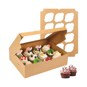 Boîte à cupcakes pliable IMEE 13x10x3,5 pouces en papier recyclable avec doublure en éponge et vernis pour le transport et le stockage alimentaire - Product Image 3