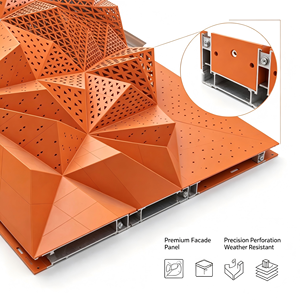Panel de Fachada Perforado 3D Personalizado, Revestimiento Exterior para Edificios Comerciales, Sistema de Muro Cortina Decorativo - Product Image 2