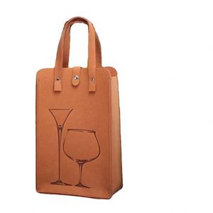 Promotion : Sac à main en feutre exquis personnalisé, double boîte cadeau haut de gamme pour vin rouge avec logo imprimé - Product Image 1