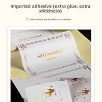 Autocollant carré en PVC auto-adhésif imperméable à fond blanc avec dorure à chaud, logo personnalisé, code QR, marque déposée, pour scellage et cadeaux
