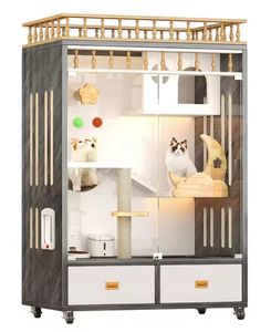 بيع جديد قفص قطة بعجلات حيوان مريح مع سلالم منزل أثاث القط - Product Image 3