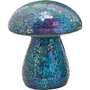 VCUTEKA Figurine en verre champignon mosaïque bleue fabriquée à la main, ornement de jardin autoportant pour une utilisation intérieure/extérieure - Product Image 2