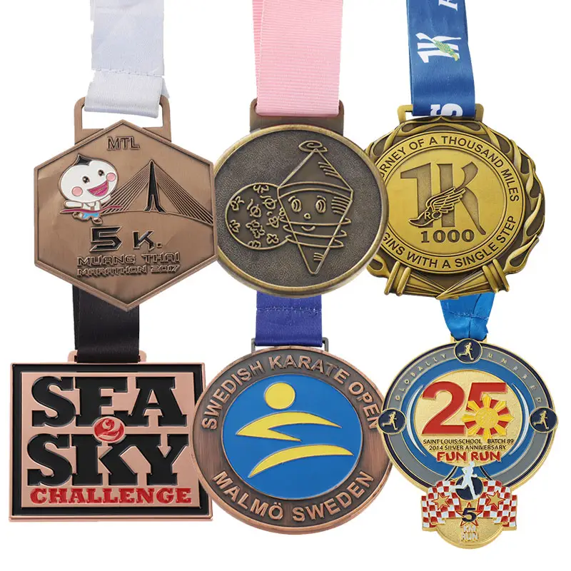 Powerlifting graduación estampado baloncesto cinta diseño placa maratón correr Karate fútbol Metal trofeos deporte medalla personalizada