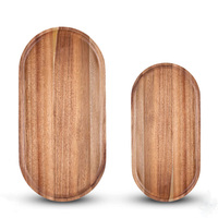 Klassieke ecovriendelijke ovale acaciahouten serveerschalen set van 2 voor thuisfeestjes, kaas, charcuterie, snacks, hapjes, fruitdecoratie