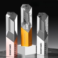Trophée personnalisé en métal et cristal - Récompense Champion des ventes - Logo gravé - Pour événements d'entreprise