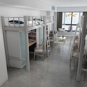 Lit superposé réglable avec bureau intégré au design moderne, garantie 10 ans, qualité commerciale pour dortoir, école ou appartement - Product Image 2