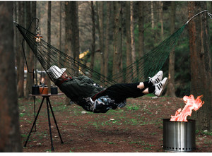 Outdoor 10-strand thick nylon rope <b>hammock</b> indoor mesh <b>hammock</b> portable simple <b>hammock</b> swing hanging chair - Product Image 5