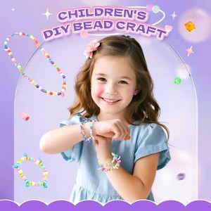 <span class=keywords><strong>Kit</strong></span> de fabrication de bijoux en perles de plastique pour enfants, ensemble d'artisanat pour filles, collier et <span class=keywords><strong>bracelet</strong></span> faits à la main en perles de plastique - Product Image 3
