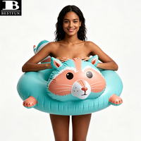 Bouée gonflable écologique 3D en forme de raton laveur, en vinyle souple, pour adultes, idéale pour la plage et le lac