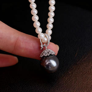 Accessoires en perles DIY, support de pendentif en argent S925 avec support vide, boucle de pendentif en or et argent, perles rondes de 10 à 12 mm - Product Image 3