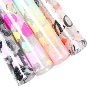 0,5 MM de espesor amor en forma de corazón patrón impreso brillo brillante PVC brillo gelatina tela de vinilo para lazos cartera bolsas - Product Image 6