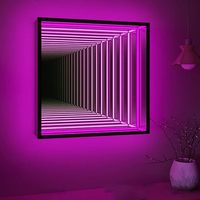 Lampe tunnel miroir infini, lumière nocturne LED 3D à miroir unilatéral, lumière sensorielle infinie