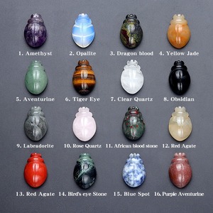 Figuritas de piedras preciosas Lady Beetle, estatua de Animal de cristal, piedra tallada a mano Natural, figurita de Animal Feng Shui para decoración del hogar - Product Image 2