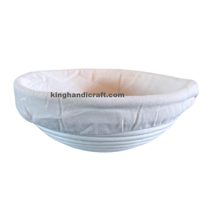Cesta de fermentación Banneton artesanal para pan de masa madre, tazón redondo de caña natural con forro de tela - Product Image 2