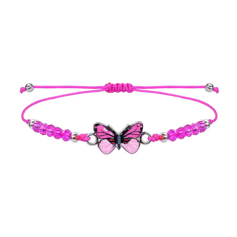 Bracciale estivo braccialetto a farfalla Color gioiello sia per adulti che per bambini regolabile con perline di cristallo