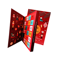 Calendrier de l'Avent personnalisé de Noël, 24 pièces, boîte cadeau en carton, laminage mat, gaufrage, recyclable, pour chocolat, cosmétiques, surprise