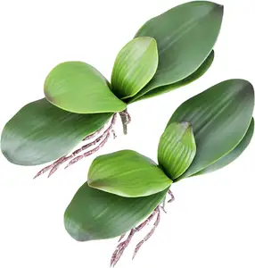 Orchid Leaves Artificial Phalaenopsis Stems Leaf Faux Cymbidium Flower Foliage Green Real Touch Latex Bulk