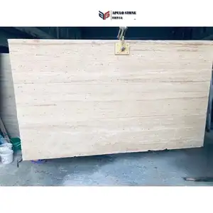 Marble factory orange travertine marble slab commercial Indoor decoration materials cheap prices marble stone for bathroom floor