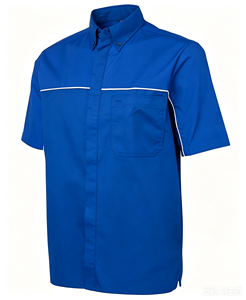 Chemise <span class=keywords><strong>de</strong></span> travail respirante à manches courtes avec passepoil contrastant, multi-poches, uniforme d'atelier, haut <span class=keywords><strong>de</strong></span> travail industriel personnalisé OEM - Product Image 2
