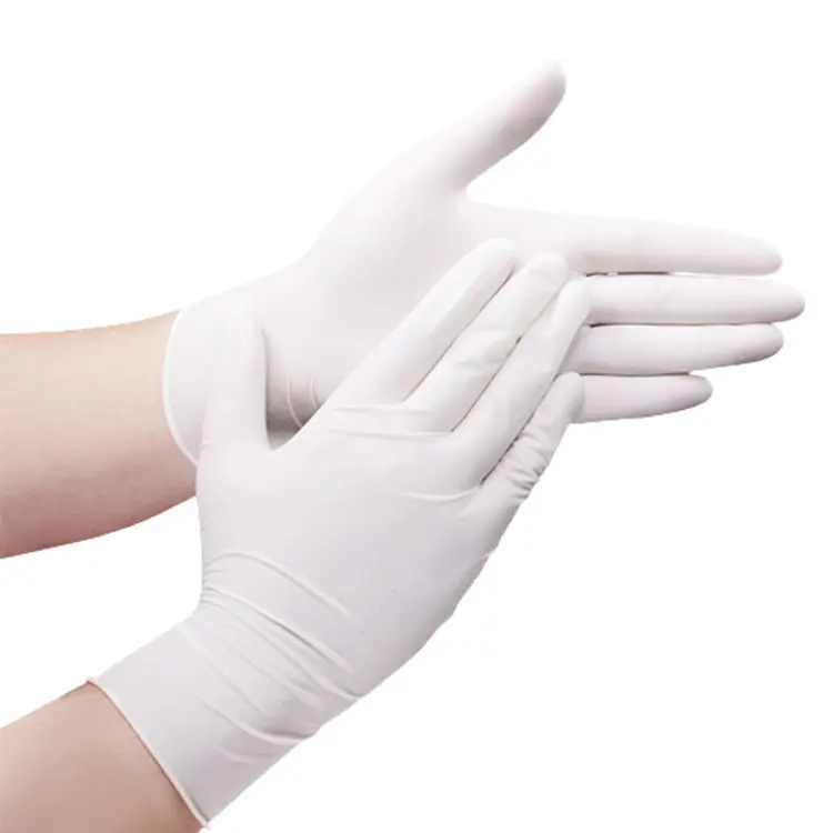 China Manufactures Guantes de Latex Cajas 100 pcs glives Household Natural Latex Gloves Powder Free Guantes de Latex Blancos
