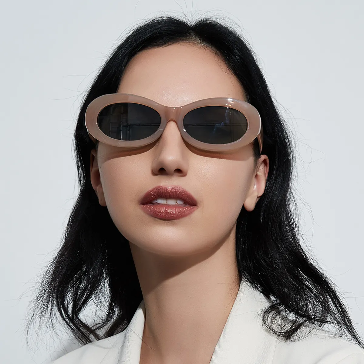 2022 New Fashion Custom Logo Wholesale Vintage PC Thick Oval Frame Sunglasses for Unisex