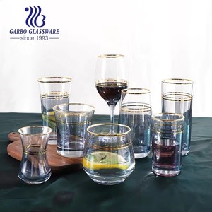 Vasos Altos de Vidrio Azul con Recubrimiento Iónico Eléctrico para Agua, Jugo, Cócteles, Bodas, con Borde Dorado, 300 ml, Vaso de Lujo - Product Image 4