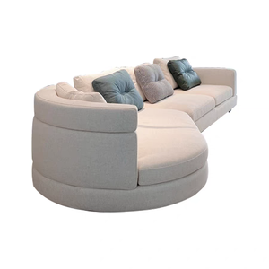 Canapé sectionnel trois places en cuir véritable de style villa contemporain Wabi Sabi, moderne italien, texture douce, écologique, acier inoxydable - Product Image 5