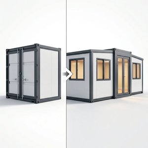 Casa Prefabbricata di Alta Qualità 20FT 40FT, Casa Pieghevole a Doppia Ala Certificata CE, Casa Modulare Compatta per Hotel - Product Image 6