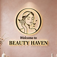Panneau de signalisation personnalisé avec logo 3D, lettres rétroéclairées par LED pour salon de beauté, spa, salon de manucure, hall d'accueil, réception