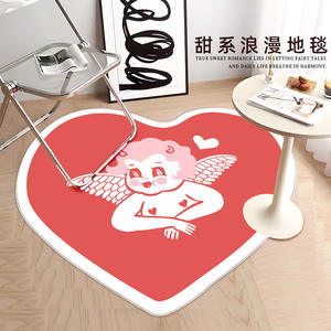 พรมขนสัตว์เทียมรูปหัวใจทันสมัย ลายหยดน้ำสีชมพู พร้อมแผ่นรองกันลื่น สำหรับห้องนั่งเล่น ห้องนอน และทางเข้าบ้าน - Product Image 5