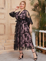 Robe grande taille pour femme R12657S, taille 5XL, grande robe ample, tempérament, imprimé bleu, mode européenne et américaine, grande taille