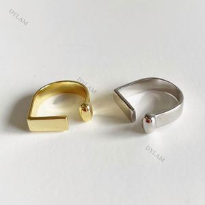 Dylam Personalized Gold Bold D Letter Open <b>Ring</b> Adjustable Women <b>Statement</b> <b>Rings</b> S925 Silver Party Womens Vintage <b>Ring</b> - Product Image 2