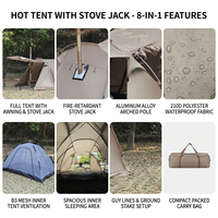 Tente tunnel professionnelle 4 saisons, avec ouverture pour cheminée, extensible, imperméable, ignifuge, double couche, une pièce, un hall, jupe de protection contre la neige