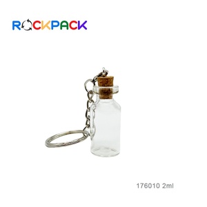 ガラス製ガラス製バイアルボトル木製ストッパー付きキーチェーンコルク栓ミニ2mlサンプル - Product Image 6