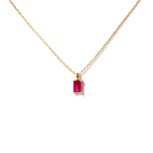 Factory Directly Selling 925 Sterling Silver 18k Gold Plated Jewelry July Ruby Birthstone Pendant Necklace for Women